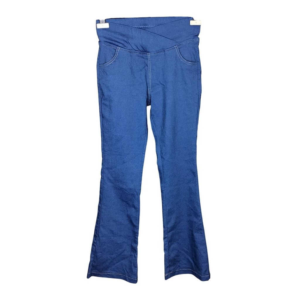 V-Waist Jeggings w/‎ Pocket Stretch Jeans Flare Pants Size Medium Blue Denim